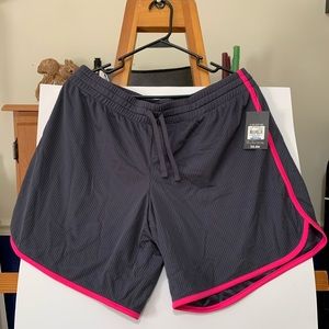Grey work out shorts shorts with pink stripes